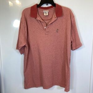 Disney Polo Shirt Sz L Dark Orange Short Sleeve Embroidered Mickey Mouse